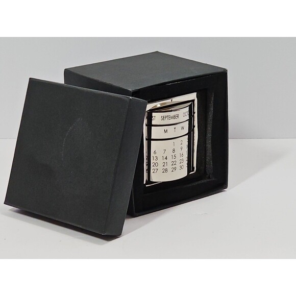 Silvertone Perpetual Calendar Cube Office for Guys Father’s Office Husband Gift - Picture 1 of 2
